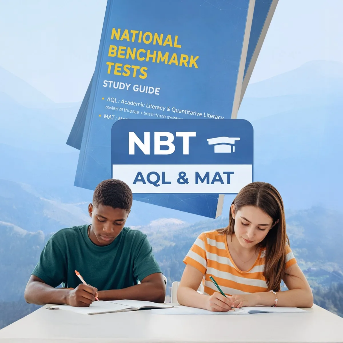 Two students writing the National Benchmark Test confidently